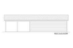 a drawing of the front elevation of a small, two - car garage with an attached porch