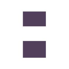 the letter e is made up of two rectangles in purple and white colors