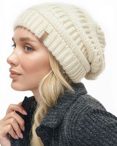 PRICES MAY VARY. 100% Acrylic Imported Elastic closure Hand Wash Only The slouchy beanie using 100% premium acrylic yarn;It is not itchy,and thicker than some cotton beanies tend to be,but in no way feels like it is smooshing your head;Cozy head and ear covering in wet,windy,cold weather is perfect,also great for winters in the Midwest; This beanie for women is in One Size,it is suitable for head circumference 54-59cm(21.25"-23.23");The good stretch of knitted beanie to accommodate almost all head sizes,from the youth to the elderly; The winter hats for women comes in a variety of colors to keep you stylish in cold weather;The plain design is suitable for matching with all kinds of sweaters,scarves,this beanie looks perfect with your daily outfit; Our beanie hat is so slouchy and roomy,no Slouchy Winter Hat, Womens Slouchy Beanie, Knit Beanies, Slouchy Beanie Hat, Ski Cap, Cotton Beanie, Beanie Hats For Women, Hat Knit, Winter Knit Hats