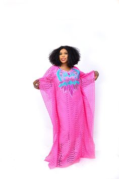 Exotic boubou Style Pink dry lace with blue and pink embroidery. It comes with pink inner. 100% cotton Hand wash Traditional Pink Kaftan With Resham Embroidery, Bohemian Pink Lace Dress, Pink Floral Embroidered Kaftan, Traditional Pink Long Sleeve Kaftan, Traditional Long Sleeve Pink Kaftan, Traditional Pink Lace Dresses, Pink Embroidered Long Sleeve Kaftan, Pink Long Sleeve Kaftan With Resham Embroidery, Embroidered Pink Kaftan For Beach