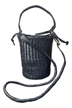 Allan K Pomelo Double Jump Leather Woven Bucket Bag | Black Black Handheld Bucket Bag With Detachable Strap, Braided Leather Bag, Black Handheld Bucket Bag With Detachable Handle, Black Shoulder Bag With Removable Pouch, Black Shoulder Bag With Removable Pouch And Adjustable Strap, Black Woven Leather Crossbody Bucket Bag, Black Leather Handles Crossbody Bucket Bag, Black Handheld Bucket Bag For On-the-go, Black Woven Leather Top Handle Bucket Bag