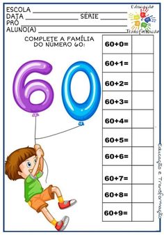 the number 60 worksheet for children to learn how to write numbers in spanish