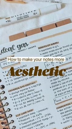 an open notebook with the title how to make your notes more aesthetic