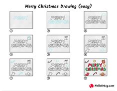 merry christmas drawing easy step by step instructions for kids