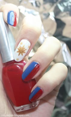 Casual Spark: 31 Day Nail Challenge, Day 28: Inspired by a Flag Filipino Nail Art, Filipino Nail Designs, Filipino Nails, Philippines Nails, Flag Of The Philippines, Easy Nail Art Tutorial, Nails Inspiration Pink, Nail Challenge, Nails Tech