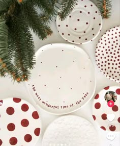 plates with red polka dots and the words happy mother's day written on them