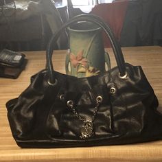 Gorgeous Black Leather Furla Bag With Faux Lock And Key Hardware! So Rare! Good Condition Inside And Out! Faux Leather Satchel Bags With Silver-tone Hardware, Faux Leather Satchel With Silver-tone Hardware, Elegant Faux Leather Bag With Silver-tone Hardware, Black Faux Leather Bag With Silver-tone Hardware, Black Faux Leather Bags With Gold-tone Hardware, Furla Bag, Faux Locks, Furla Bags, Locks & Key