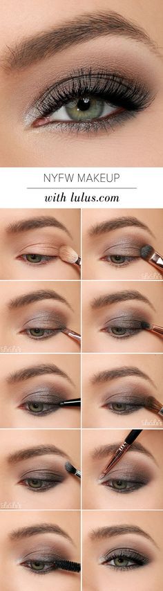 Make Up Yeux, Makeup Hacks Mascara, Perfect Makeup Tutorial, Grey Eye Makeup, Day Eye Makeup, Silver Eye Makeup, Smoked Eyes, Eye Makeup Images