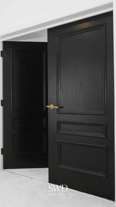 SWD Bespoke Black Stained Oak Door Stained Interior Doors, Black Interior Doors, Oak Door, Stained Doors, Glam Living Room, Internal Door, Stained Oak, House Bedrooms, House Color Schemes