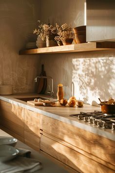 the kitchen counter is clean and ready for us to use in the day time hours