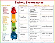 feelings thermometerer printable worksheet to help kids learn how to say