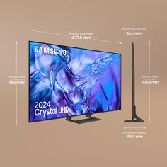 the samsung curved tv is shown with measurements for it's screen size and features