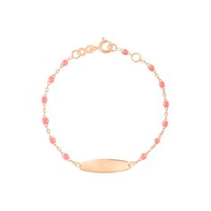 Gigi Clozeau - Little Gigi Fuchsia bracelet, Oval plaque, Rose Gold, 5.9 Baby Bracelet, Resin Beads, Or Rose, How To Find Out, Rose Gold, Bracelet, Beads, Gold, Color