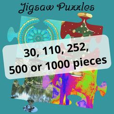 an advertisement for jigsaw puzzles with images of animals and trees in the background