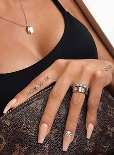 Baker Tattoo, Quote Tattoo Ideas, Roman Numeral Tattoos, Finger Tattoo For Women, Finger Tats, Hand And Finger Tattoos, Watercolor Tattoo Flower, Finger Tattoo Designs