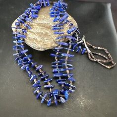 ad eBay - SKU: 17838. Stone: Lapis Lazuli. Tribal Affiliation: Navajo. We have been in this industry since 1972, all of our Jewelry is Authentic Artisan Handcrafted Sterling Silver. This beautiful N ecklace is made from all 925 Sterling Silver Beads and Findings. Southwestern Double Strand Beaded Necklaces, Southwestern Double Strand Beaded Jewelry, Western Blue Lariat Jewelry, Blue Lariat Western Style Jewelry, Blue Western Lariat Jewelry, Blue Lariat Jewelry Hand-strung, Hand-strung Blue Southwestern Jewelry, Artisan Jewelry Necklaces, Handcrafted Artisan Jewelry