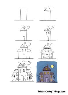 how to draw a cartoon house step by step for kids and beginners with pictures