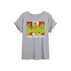 It's the..the..THE GRINCH. Celebrate one of Dr. Seuss's most beloved characters with this Grinch themed graphic tee. It's the..the..THE GRINCH. Celebrate one of Dr. Seuss's most beloved characters with this Grinch themed graphic tee. Crewneck Cuffed short sleeves Oversized fitFABRIC & CARE Cotton, polyester Machine wash Imported Size: Large. Color: Med Grey. Gender: female. Age Group: kids. Material: Polyester|Cotton Blend. Womens Grinch Shirt, Dr Seuss Grinch, Macys.com Grinch, Oversized Graphic Tee, Cuffed Shorts, Grinch, Cotton Blend, Short Sleeves, Graphic Tees