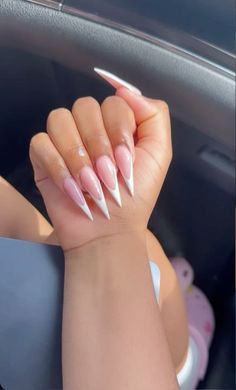 pointy nails, french tip Xl Nails French Tip, Pointed French Nails, Long Stiletto French Tip Nails, Short Stilleto Frenchies, Stiletto French Tip Designs, White French Tip Nails Stiletto, Cute Pointy Nails, Pointy Nails French Tip, French Pointy Nails