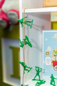 the toy soldiers are on display in the children's room