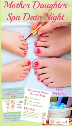 A mother daughter date night is the perfect way to spend one on one time with your daughter. Use these free printables to pamper yourself with a fun, relaxing and easy mother daughter date night! Spa Date Night, Mother Daughter Spa, Spa Date, Kid Dates