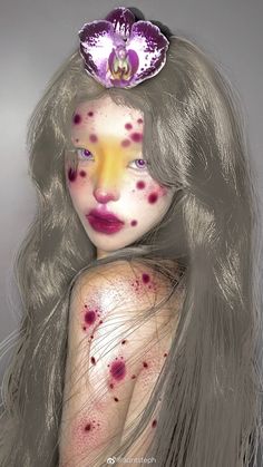 Avante Garde Makeup, Orchid Makeup, Eccentric Makeup, Grungy Makeup, Weibo Girl, Artsy Makeup, Makeup Asian, Graphic Makeup