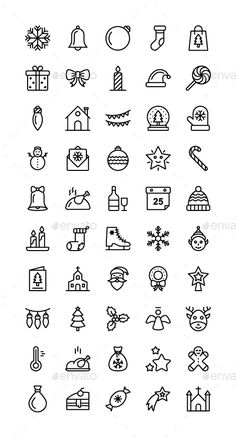 the christmas icons are shown in black and white