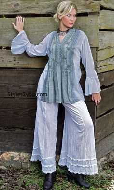 Allegra Tunic In Gray,  Womens Fashion, Womens Spring Clothes, Vintage Clothing, Boho, Boho Chic, Clothes for Women by Styles2you.com Bohemian Lace Top, Wide Leg Cotton Pants, Tunics For Women, Sacred Threads, Western Tops, Modern Vintage Fashion, Victorian Clothing, Vintage Inspired Outfits, Spring Outfits Women