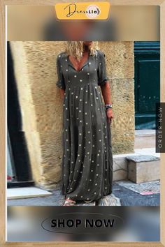 Fall Winter New Women Short Sleeve Boho Dress Vintage Loose Polka Dot Print V-neck Long Dress Casual Harajuku Party Dress Mujer Summer V-neck Polka Dot Dresses, Polka Dot V-neck Maxi Dress For Summer, Casual Polka Dot V-neck Dress, Casual V-neck Polka Dot Dress, Polka Dot Long Sleeve Maxi Dress For Summer, Summer Long Sleeve Polka Dot Maxi Dress, Summer Long Sleeve Maxi Dress In Polka Dot, Spring Polka Dot V-neck Dress, Spring V-neck Polka Dot Dress