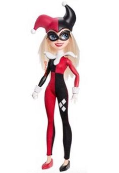 a doll is wearing a red and black costume