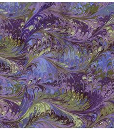 an abstract painting with purple, green and blue swirls on the bottom half of it