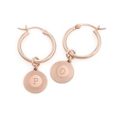 "Custom Made Jewelry Gifts for Her: Customized Initial Style Hoop Name Earrings with Engraving. Dangle earring gift summer style for her, mom, daughter - back to school, birthday, anniversary, or any occasion gifting. ★INFO ABOUT THIS ITEM: Material: Sterling Silver 925 / 18K Gold Plated Sterling Silver 925 / 18K Rose Gold Plated Sterling Silver 925 / 18K Gold Vermeil Plated Sterling Silver 925 Thickness: 1.1 mm / 0.04\" Dimensions:Earring : 0.8\" x 0.8\", disc : 0.55\" x 0.45\" Customization In Charm Bracelets For Girls, Earring Frame, Initial Earrings Studs, Name Earrings, Initial Earrings, Dangle Hoop Earrings, Custom Charms, Handmade Jewelry Gift, Earring Jewelry