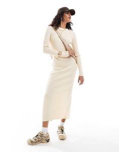 Dress by ASOS DESIGN No need to keep scrolling Crew neck Long sleeves Kick split Slim fit Ankle Boots For Women, Maxi Dress Trend, Adidas Samba, Petite Maternity, Plus Size Pregnancy, White Maxi Dresses, Tea Dress, Skirted Swimwear, Women's Boots