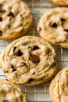 chocolate chip cookies on a cooling rack ready to be baked in the oven or eaten