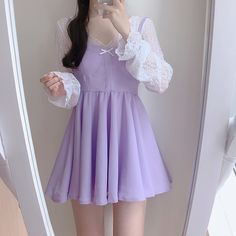 Moda Ulzzang, Lavender Outfit, Violet Pastel, Kawaii Fashion Outfits, Korean Fashion Dress, Korean Girl Fashion, Really Cute Outfits