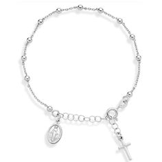 7” + 1” Extender Made In Italy! The Bracelet Clasp And Chain Are Pure 925 Sterling Silver. Quality Bracelet Makes A Great Gift For That Special Occasion. Each Bracelet Has 1" Extender For A Perfect Fit. Rosary Cross, Silver Rosary, Star Headband, Cross Chain, Cross Bracelet, Care Card, Bracelet Clasps, Pink Bracelet, Cuff Bangles