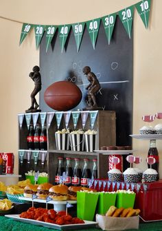 a football themed birthday party with food and decorations