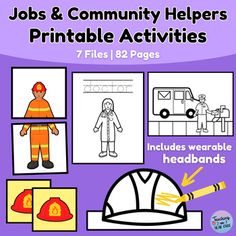 the fireman worksheet for kids to learn how to write and draw jobs and community helpers printable activities