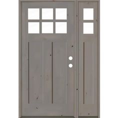 a white door with two sidelights on the front and side panels, in an open position