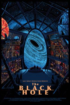 a movie poster for the black hole with an image of a giant blue object in the center