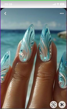 Hot Summer Nails 2024, Summer Nail Art 2024, Glass Nails Designs, Tiffany Nails, Tiffany Color, Cruise Nails, Beachy Nails, Easter Nail Art