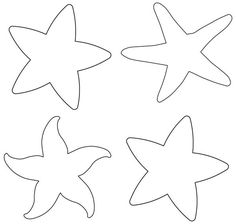 four starfishs cut out to make them look like they are in the ocean