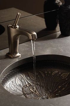 a faucet that has water running from it