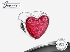 925 Sterling Silver Red Te Amo Heart Bracelet Charm. A beautiful Sterling Silver and Red Decorative Glass Te Amo (Spanish for 'I Love You'  Bracelet Charm.  Charmz Jewellery 925 have diligently selected the highest quality sterling silver bracelet charms to compliment your jewellery collection. Compatible with all European style charm bracelets including Pandora you can be assured on both quality and fit.  We have worked hard with reputable manufacturers to source unique collections with an emph