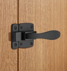 an image of a door handle on a wooden door