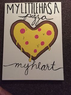 there is a card with a heart shaped pizza on it