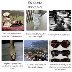 an advertisement for the charlotte starter pack with pictures of sunglasses and other things to see