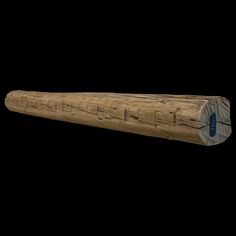 a baseball bat is shown on a black background in this image, it appears to be made out of wood