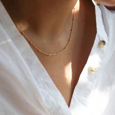 Gold Plated Over Stainless Steel Necklace Lenght - 38+5cm Additional High Quality Everyday Gold Necklace Minimalist Jewelry, Timeless Gold Necklace, Simple Gold Neckles, Necklace Ideas Gold, Gold Necklace Set Simple, Simple Gold Necklace Designs, Everyday Gold Necklace, Minimalist Jewlery, Satellite Necklace