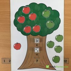 an apple tree with apples cut out to make it's own number puzzles